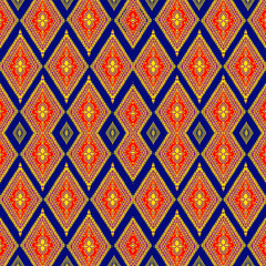 Seamless thai pattern design fabric for ethnic textiles, folk motifs, vector, porcelain style Ceramic tile, ceiling, texture, wall, paper, geometric textile design.