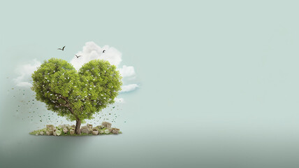 green heart shaped eco care concept. Generative AI