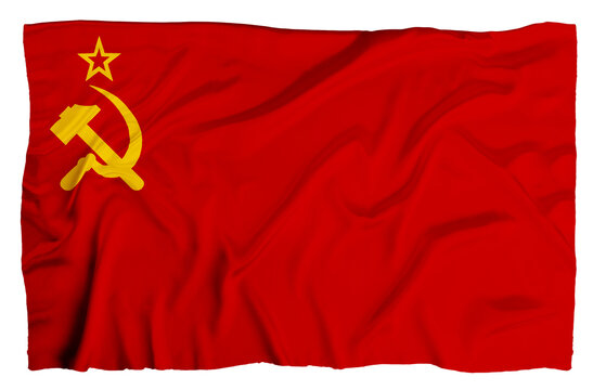 The flag of the Soviet Union (USSR)  flag waving.  USSR flag suitable for banner or background. USSR national flag