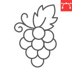 Grape line icon, food and wine, vine vector icon, snacks vector graphics, editable stroke outline sign, eps 10.