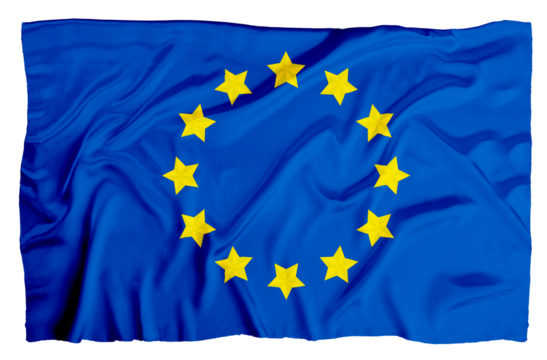 National Europe flag waving.  Europe blue flag suitable for banner or background. Europe national flag