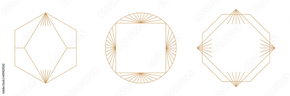 Aufkleber Png linear frames and borders - abstract design elements for decoration or logo design templates in modern minimalist style with copy space for text, social media posts
