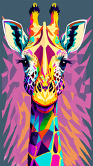 art giraffe animal color illustration poster design - obrazy, fototapety, plakaty