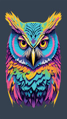 art owl animal color illustration poster design