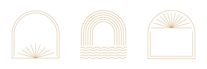 Png linear frames and borders - abstract design elements for decoration or logo design templates in modern minimalist style with copy space for text, social media posts