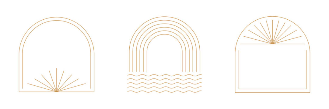 Png linear frames and borders - abstract design elements for decoration or logo design templates in modern minimalist style with copy space for text, social media posts