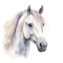 Obraz na płótnie Canvas Beautiful white horse watercolor painting