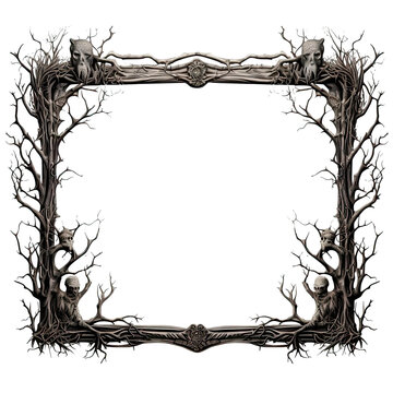 Skull Frame. Skeleton Head Frame Background.