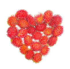 Discover the allure of a crimson heart composed of luscious rambutan, a tropical delight that...