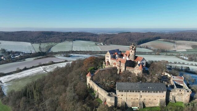 Aerial view, historic Ronneburg, municipality of Ronneburg, Main-Kinzig-Kreis. Wetterau, Hesse, Germany, Europe