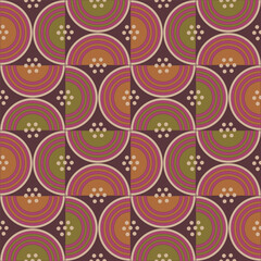 Art Deco seamless pattern with semicircles and dots.Retro style vector illustration