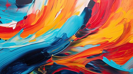 A dynamic abstract backdrop featuring bold and energetic brushstrokes of thick paint in contrasting colors, capturing the essence of movement and motion in a visually captivating way. Generative AI. 