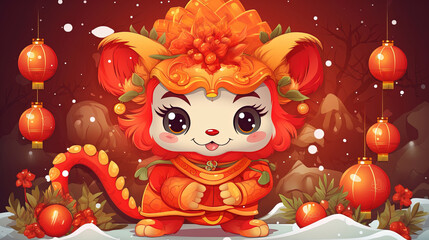 Fototapeta premium 3D chinese new year background. Year of the dragon