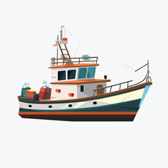 Fishing boat vector isolated on white