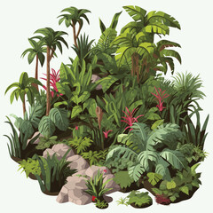 jungle vegetation isometric vector flat isolated illustration