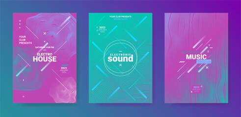 Abstract Music Poster. Electro Party Flyer. Vector Edm Background.