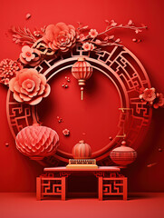 3D podium background themed chinese new year