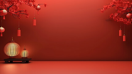 Chinese new year background 3d illustration - obrazy, fototapety, plakaty