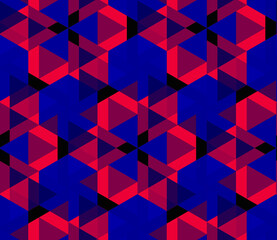 Abstract background in red and blue, with a spectacular rhythm and inserts. Surrealistic image in a modern style. For your art projects and works.