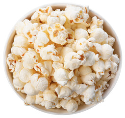 A bowl of tasty salt popcorn on wooden background