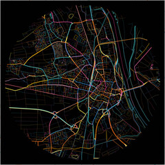 Colorful Map of Worms, Rheinland-Pfalz with all major and minor roads.