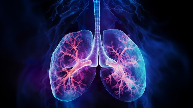 3D rendered illustration of a human lung, Lung cancer, Medical concept, Generative AI