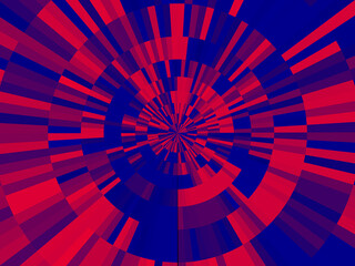 Abstract background in red and blue, with a spectacular rhythm and inserts. Surrealistic image in a modern style. For your art projects and works.