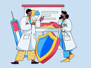 Medical Characters Anti-epidemic Flat Vector Concept Operation Hand Drawn Illustration 