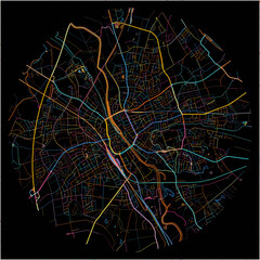 Colorful Map of Rheine, North Rhine-Westphalia with all major and minor roads.