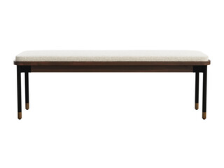 Scandinavian style bench with metal base and cushioned seat. 3d render