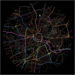 Colorful Map of Bocholt, North Rhine-Westphalia with all major and minor roads.