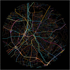 Colorful Map of Herford, North Rhine-Westphalia with all major and minor roads.