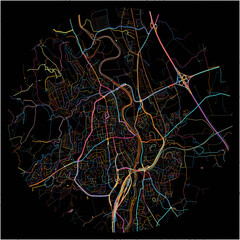 Colorful Map of KemptenAllgau, Bavaria with all major and minor roads.