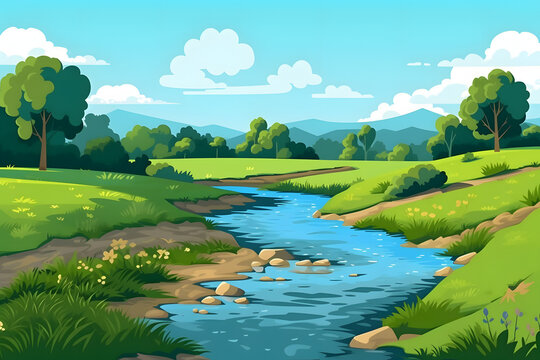 landscape river vector Made with Generative AI