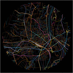 Colorful Map of Rosenheim, Bavaria with all major and minor roads.