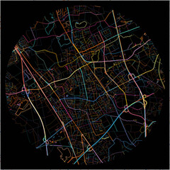 Colorful Map of LangenfeldRheinland, North Rhine-Westphalia with all major and minor roads.