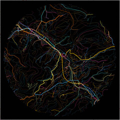 Colorful Map of Baden-Baden, Baden-Wuerttemberg with all major and minor roads.