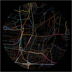 Colorful Map of Langenhagen, Lower Saxony with all major and minor roads.