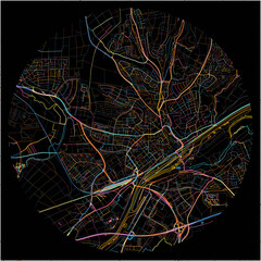 Colorful Map of Schweinfurt, Bavaria with all major and minor roads.