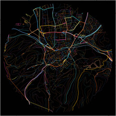 Colorful Map of Goslar, Lower Saxony with all major and minor roads.