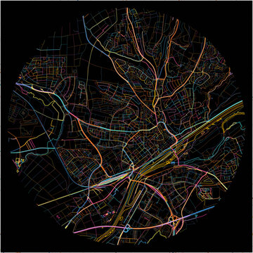 Colorful Map of Schweinfurt, Bavaria with all major and minor roads.