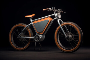 Fototapeta na wymiar Modern electric bike in a black background