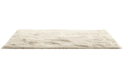 Modern light beige throw rug with high pile. 3d render
