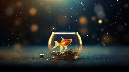 aquarium with a goldfish, a symbol of dreams, fulfillment of desires. Generative AI