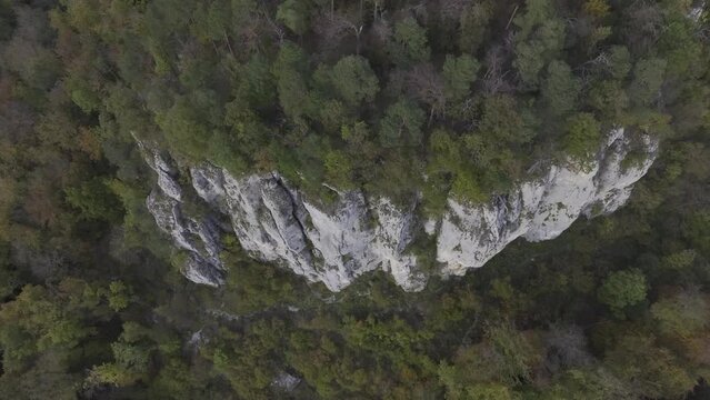 Jura rocks at Gempen, drone image in autumn, Dornach, Solothurn, Switzerland, Europe