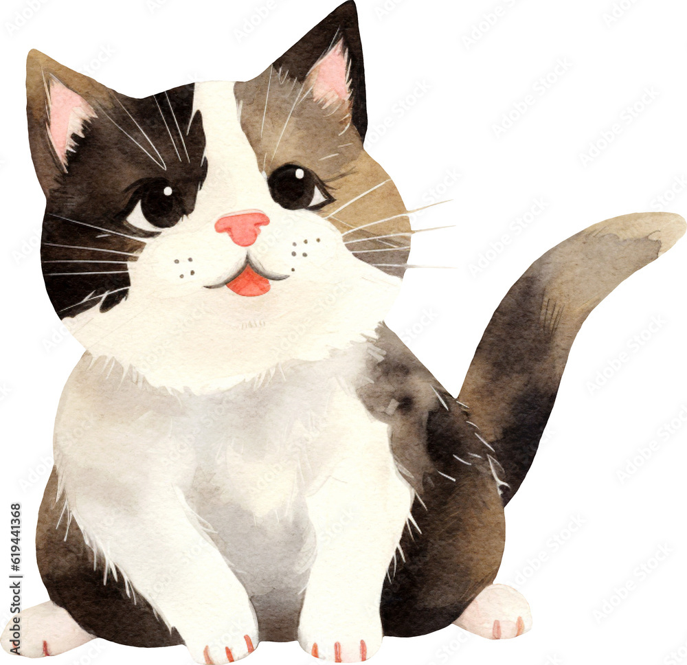 Aufkleber Cute kitten illustration created with Generative AI technology