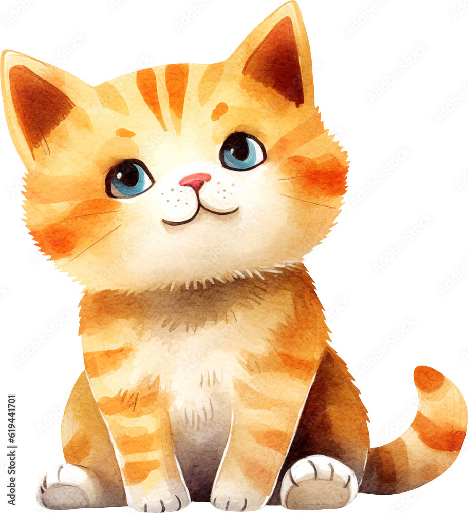 Poster cute kitten illustration created with generative ai technology