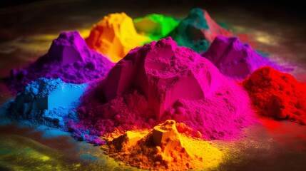 colorful rainbow holi paint color powder. Holi festival concept