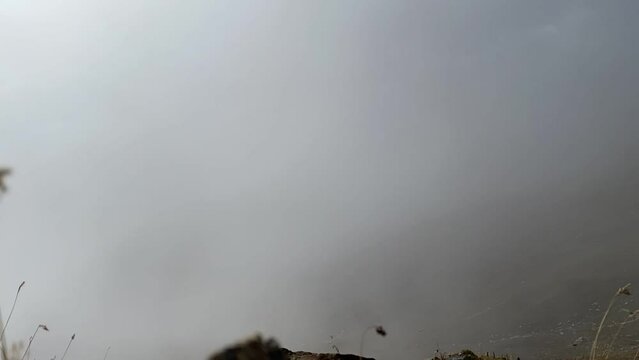 Time-lapse, weather change with falling clouds at Grimsel Pass, Taelliluecke, Valais, Switzerland, Europe