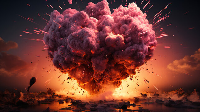 atomic explosion in the shape of a heart, created with Generative AI